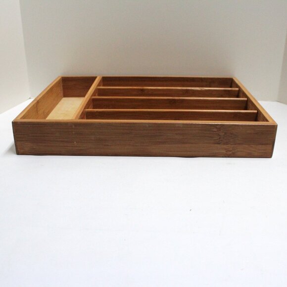 Bed Bath & Beyond 14" Bamboo Drawer Utensil Organizer Flatware Cutlery Tray - Picture 3 of 15